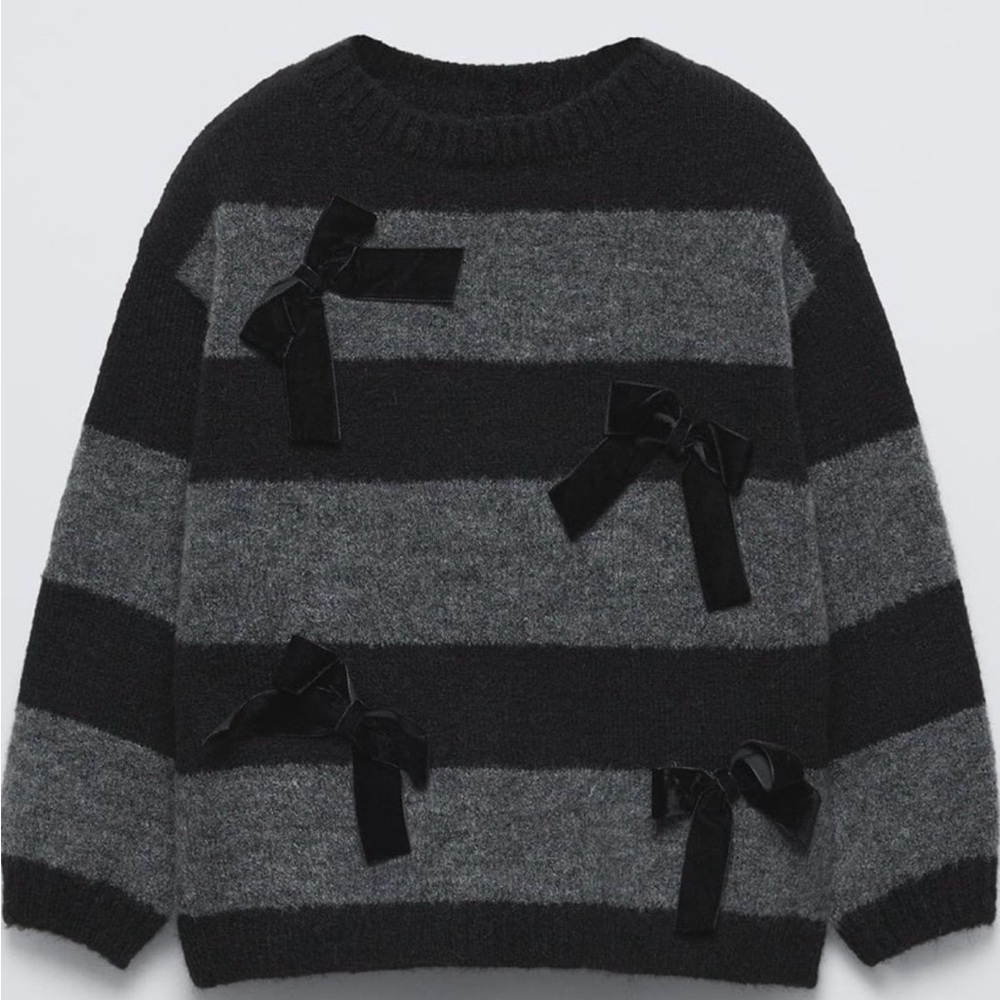 Zara girls bow knit sweater size 6Y